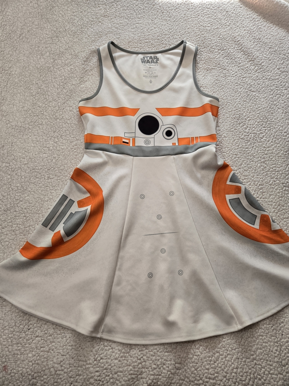 Star Wars BB-8 Themed Skater Dress in White & Orange